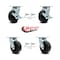 Service Caster 5 Inch Polyolefin Caster Set with Roller Bearings 4 Swivel Lock 2 Brake SCC SCC-30CS520-POR-TLB-BSL-2-BSL-2 - alternate 5